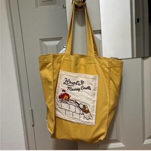 Yellow Tote Bag with Embroidered Design